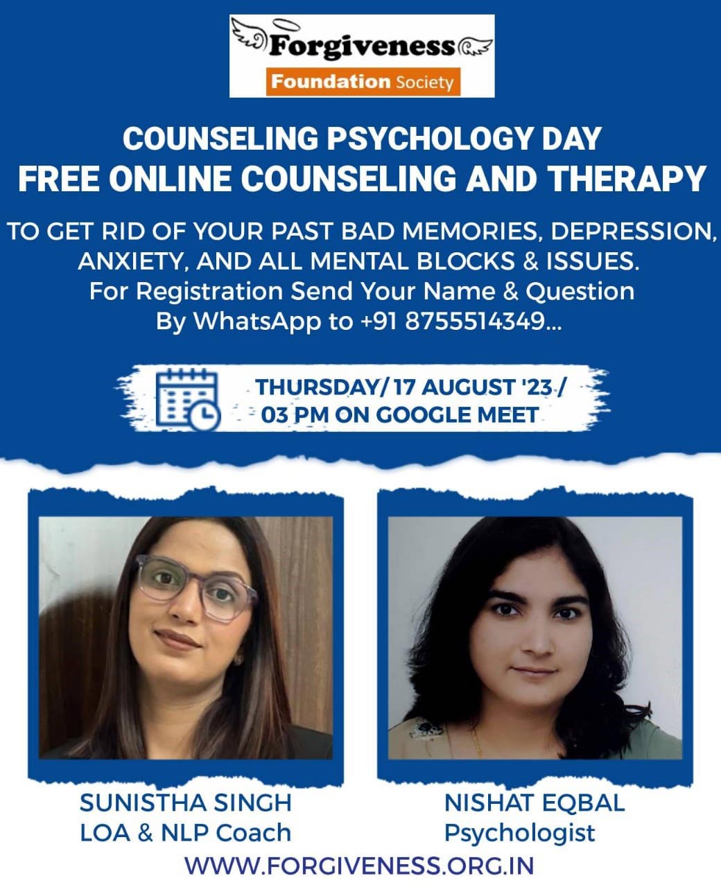 Free Online Counseling and Therapy Camp on Counseling Psychology Day